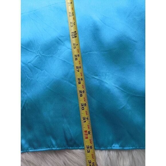 Victorias Secret Gold Label Sz L 100% Silk Button Night Shirt Gown Blue Vintage - Picture 8 of 8